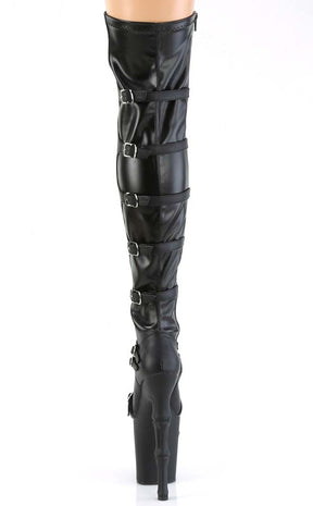 RAPTURE-3045 Black Matte Thigh High Skull Boots-Pleaser-Tragic Beautiful
