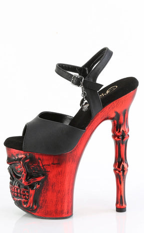 RAPTURE-809-LT Black & Red Skull Platform Heels