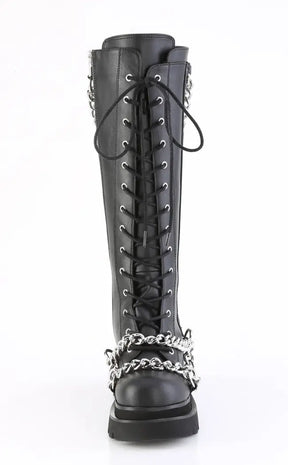 RENEGADE-215 Black Knee High Boots-Demonia-Tragic Beautiful