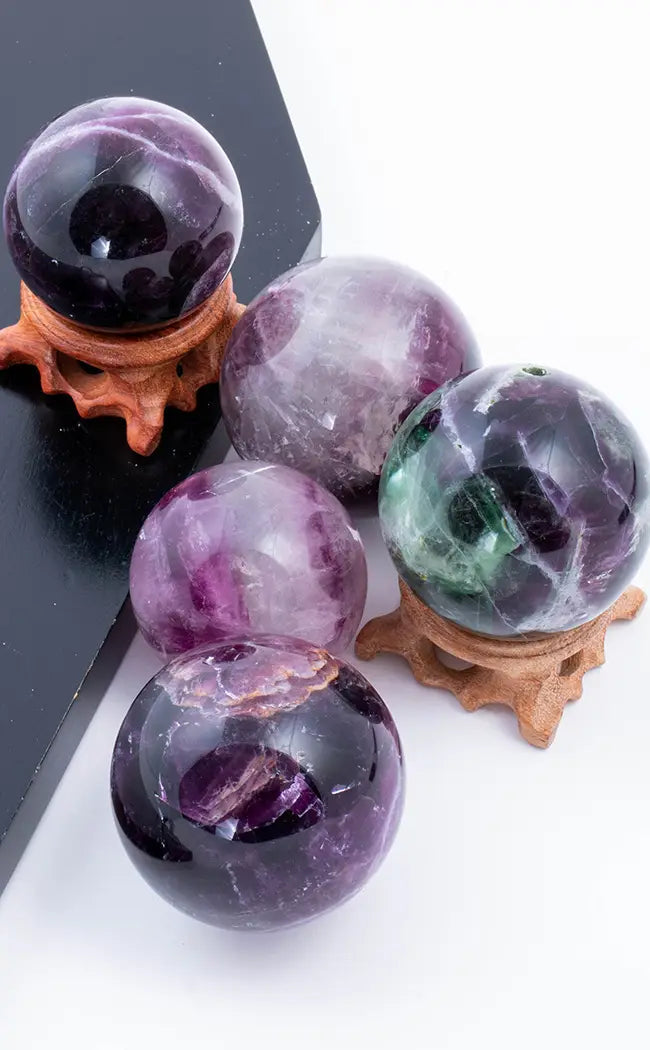 Rainbow Fluorite Crystal Ball Spheres | Deep Purple-Crystals-Tragic Beautiful