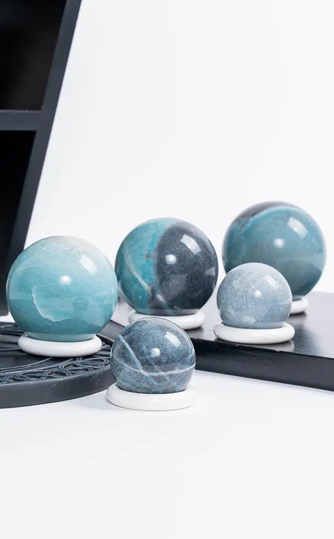 Rare Blue Trolleite Polished Spheres