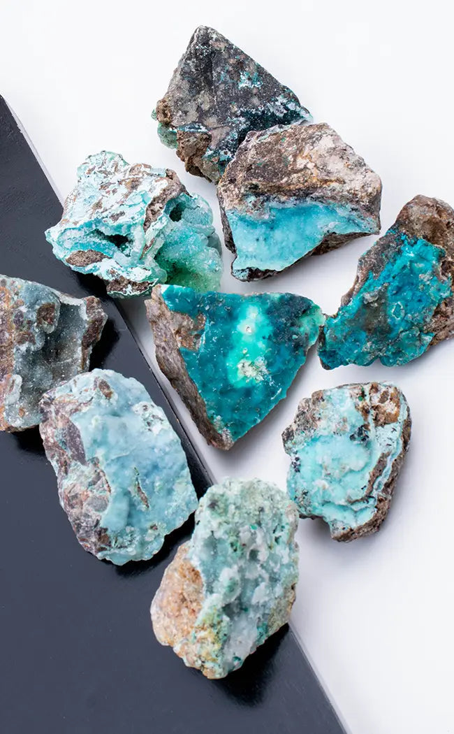 Rare Druzy Chrysocolla with Libethenite & Malachite Specimens-Crystals-Tragic Beautiful
