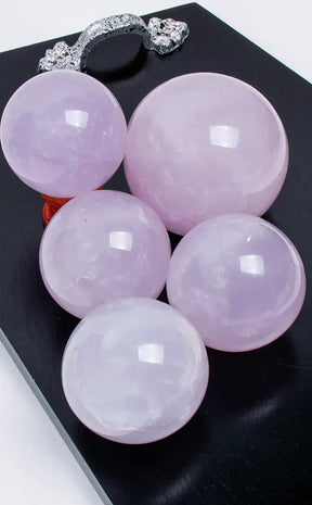 Rare Gemmy Lavender Rose Quartz Spheres-Crystals-Tragic Beautiful