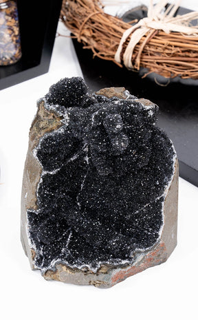 Rare Grade AA Sparkling Dark Black Amethyst Clusters
