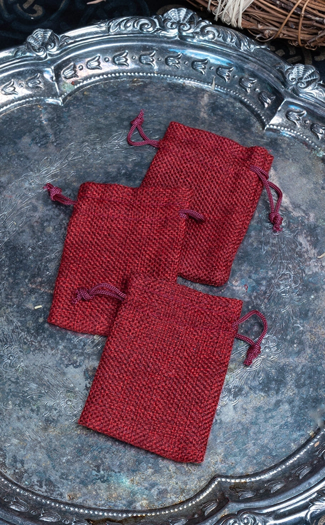 Red Empty Mojo / Spell Bag | Burlap Drawstring Bag