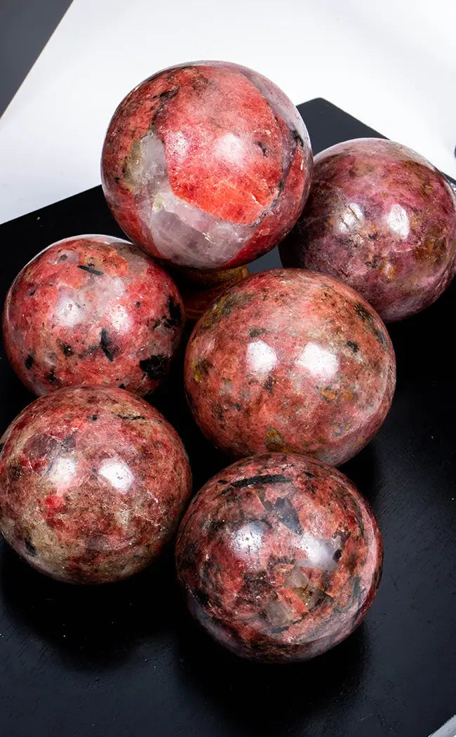 Red Rhodonite Crystal Spheres | Rare