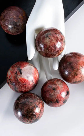 Red Rhodonite Crystal Spheres | Rare