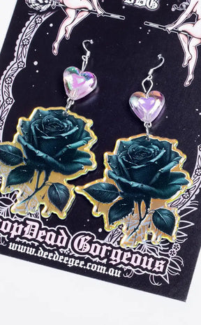 Rose Noir Earrings-Drop Dead Gorgeous-Tragic Beautiful