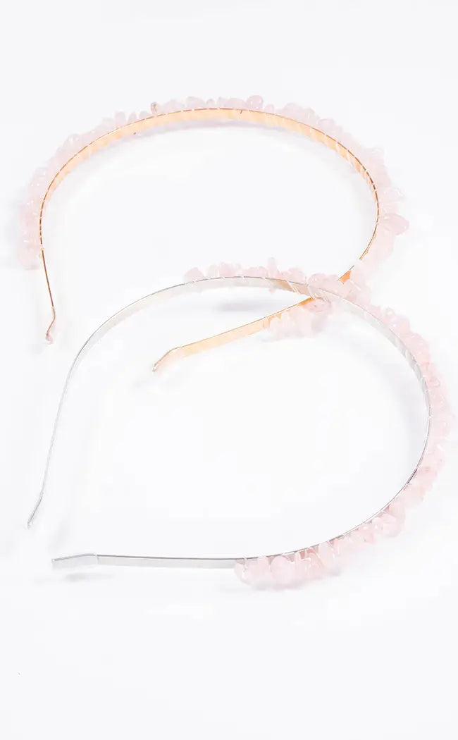 Rose Quartz Crystal Headband-Gothic Accessories-Tragic Beautiful