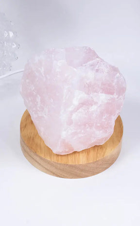 Rose Quartz Crystal Rough With LED Base Lamp