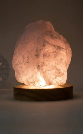 Rose Quartz Crystal Rough With LED Base Lamp