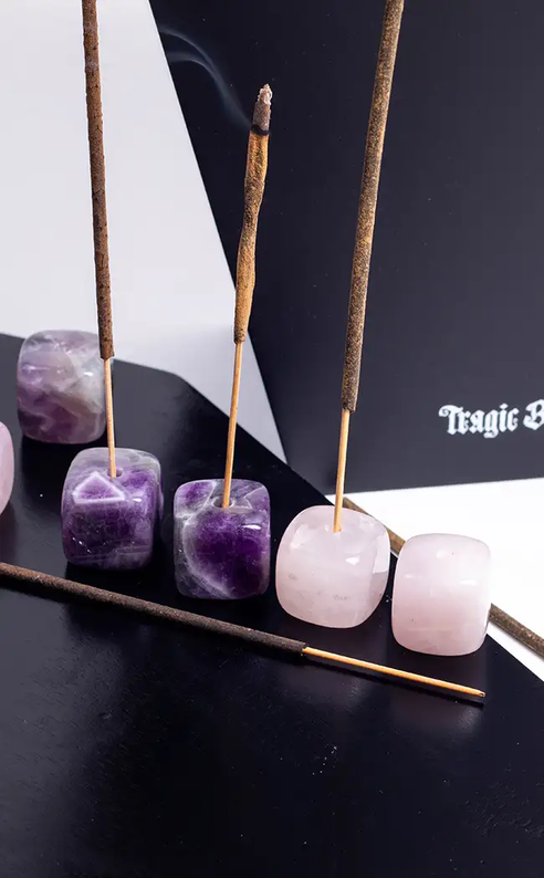 Rose Quartz Incense Holder-Crystals-Tragic Beautiful