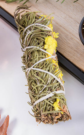 Rosemary & Yellow Sinuata Smudge Stick | 10cm-Incense-Tragic Beautiful