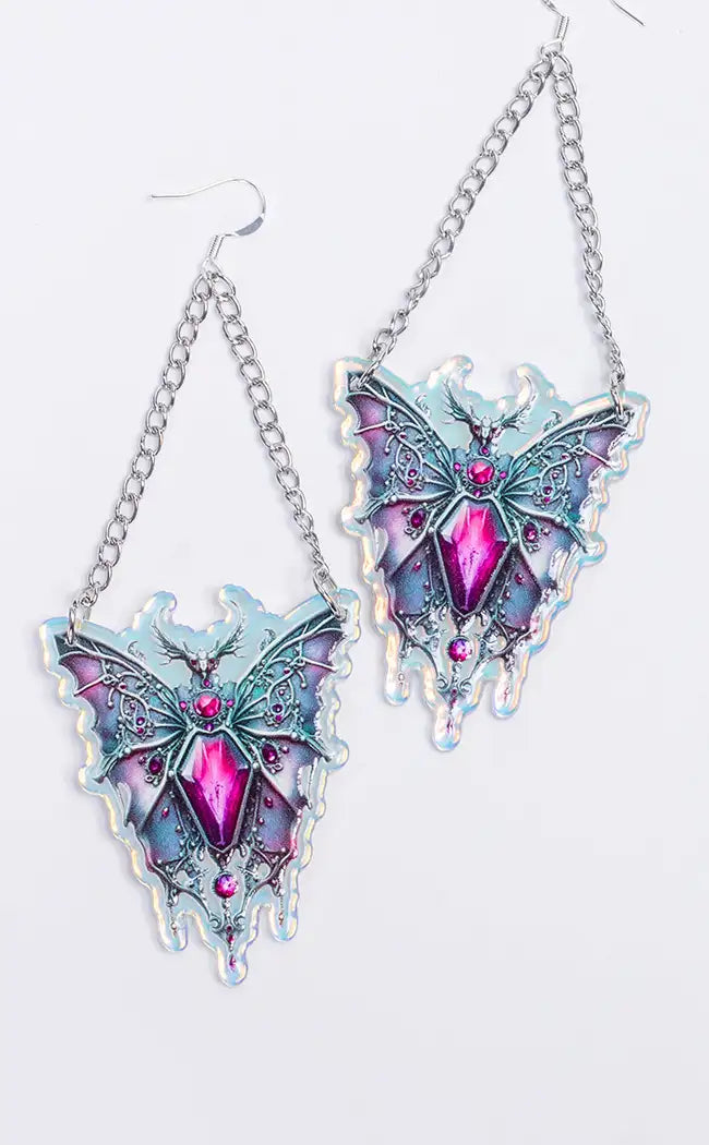 Ruby Doom Magic Moth Earrings-Drop Dead Gorgeous-Tragic Beautiful