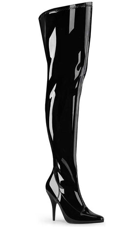 SEDUCE-3000WC Black Patent Thigh High Boots | Wide Calf-Pleaser-Tragic Beautiful