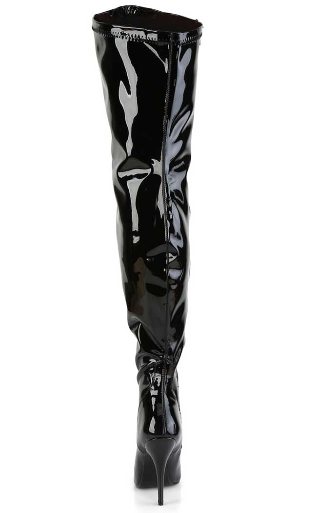 SEDUCE-3000WC Black Patent Thigh High Boots | Wide Calf-Pleaser-Tragic Beautiful