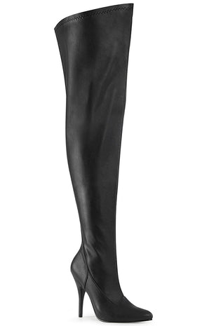 SEDUCE-3000WC Black Matte Thigh High Boots | Wide Calf-Pleaser-Tragic Beautiful