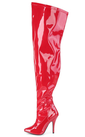 SEDUCE-3000WC Red Patent Thigh High Boots | Wide Calf-Pleaser-Tragic Beautiful
