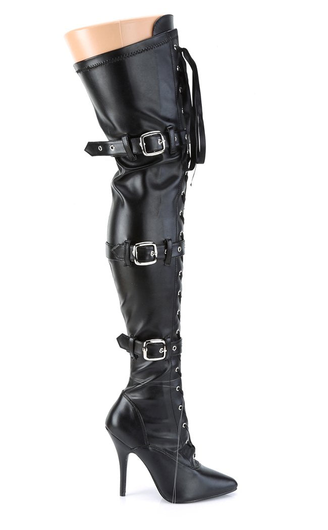 SEDUCE-3028 Black Thigh High Boots-Pleaser-Tragic Beautiful