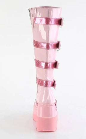 SHAKER-210 Baby Pink Platform Knee High Boots-Demonia-Tragic Beautiful