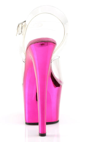 SKY-308 Clr/H. Pink Chrome Heels-Pleaser-Tragic Beautiful