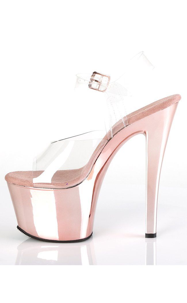 SKY-308 Rose Gold Chrome Heels-Pleaser-Tragic Beautiful