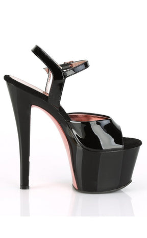 SKY-309TT Black Patent & Rose Gold Chrome Heels-Pleaser-Tragic Beautiful