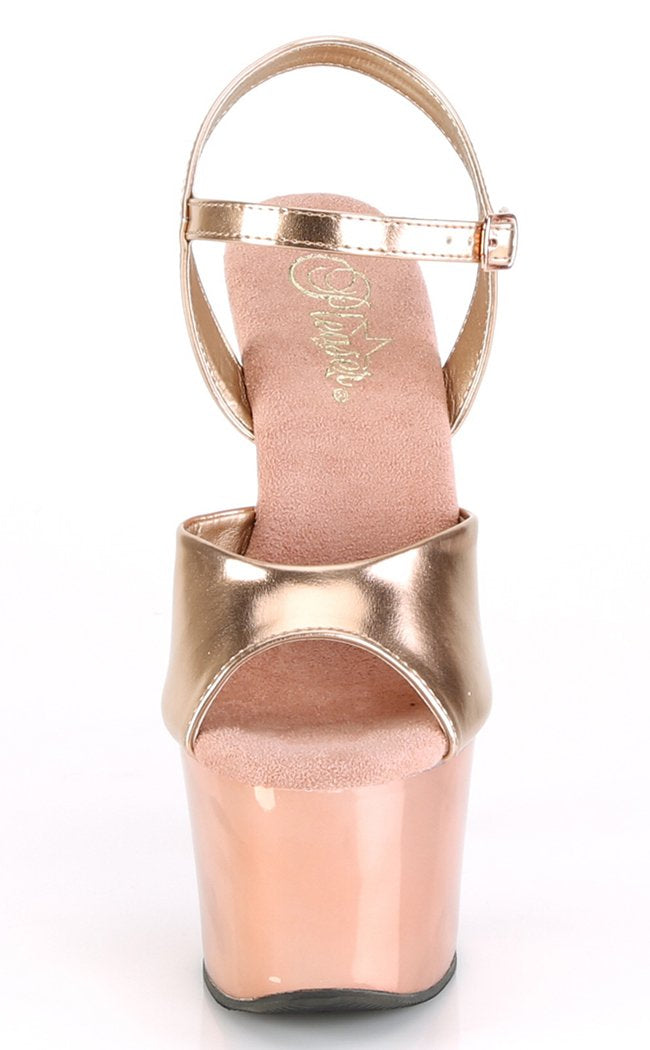 SKY-309TTG Rose Gold Metallic & Chrome Heels-Pleaser-Tragic Beautiful