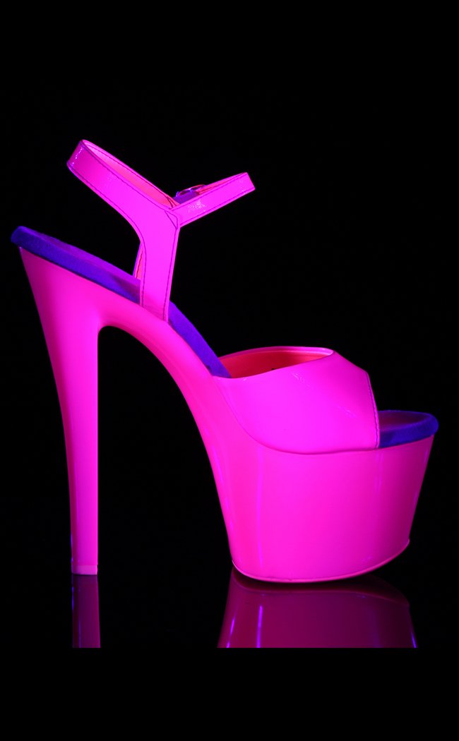Pleaser SKY-309UV Neon Pink Patent Platform Heels