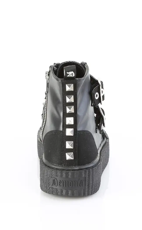 SNEEKER-225 Black Canvas Vegan Leather Creeper Sneakers-Demonia-Tragic Beautiful