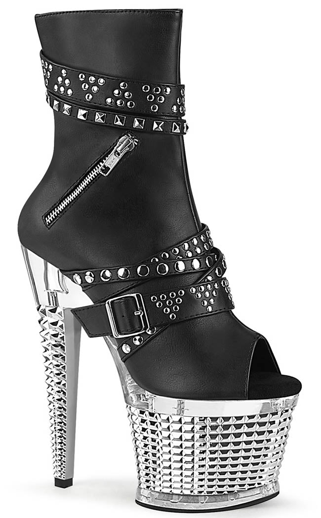 SPECTATOR-1015 Black Strapped Ankle Boots-Pleaser-Tragic Beautiful