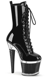 SPECTATOR-1040 Black Patent/Clear Ankle Boots-Pleaser-Tragic Beautiful