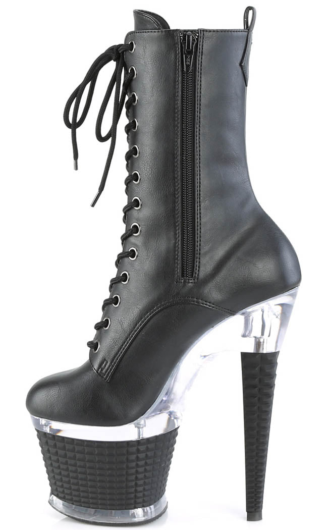 SPECTATOR-1040 Black Matte/Clear Ankle Boots-Pleaser-Tragic Beautiful