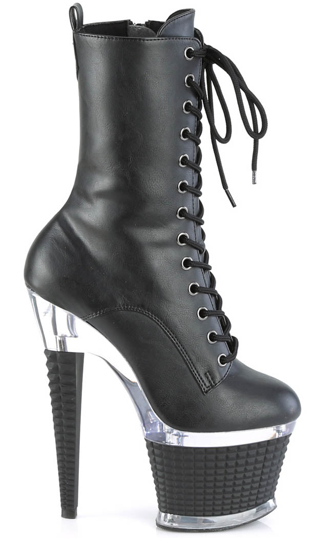SPECTATOR-1040 Black Matte/Clear Ankle Boots-Pleaser-Tragic Beautiful