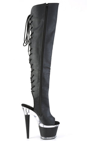 SPECTATOR-3019 Black Matte Thigh High Boots-Pleaser-Tragic Beautiful