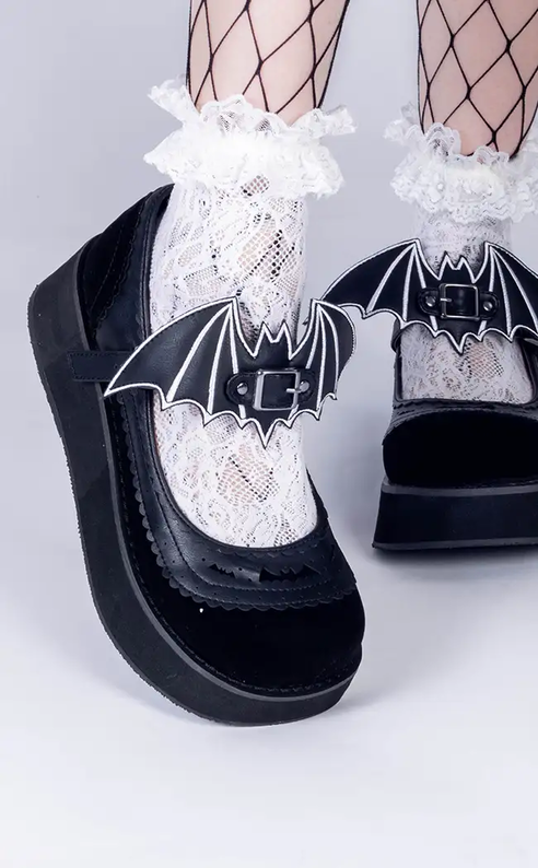 SPRITE-09 Black Vegan Leather Platform Mary Janes (AU Stock)-Demonia-Tragic Beautiful