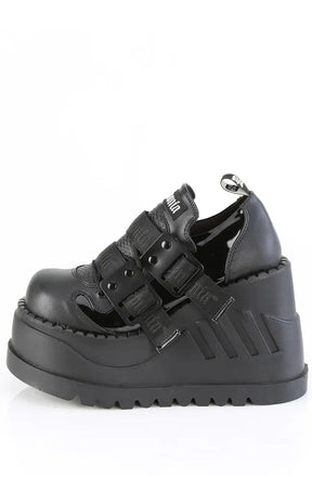 STOMP-28 Black Vegan Patent Platform Sneakers