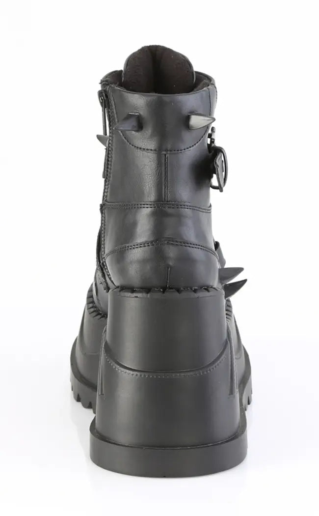 STOMP-60 Black Vegan Leather Platform Ankle Boots-Demonia-Tragic Beautiful