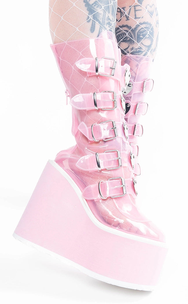 SWING-230C Baby Pink Tint Platform Mid-Calf Boots (Au Stock)