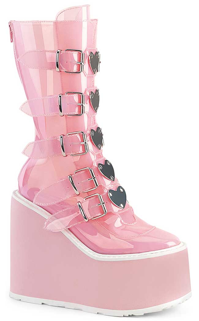 SWING-230C Baby Pink Tint Platform Mid-Calf Boots-Demonia-Tragic Beautiful