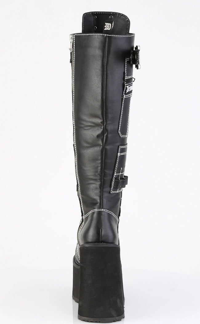 SWING-260 Black Vegan Leather Knee High Boots