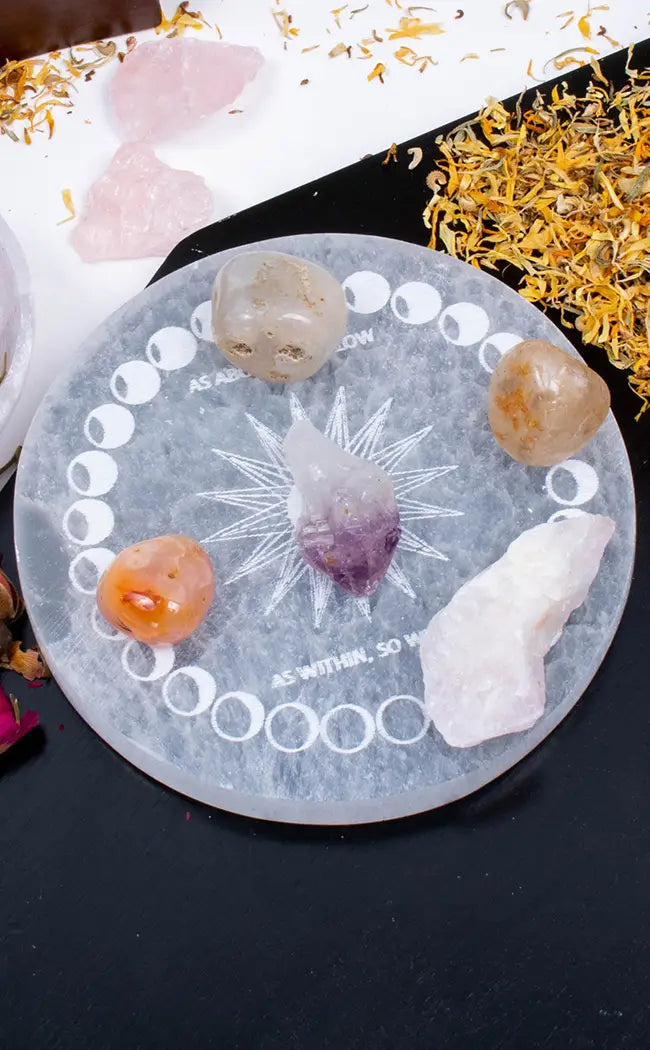 Selenite Charging Plate | As Above-Crystals-Tragic Beautiful