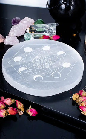 Selenite Charging Plate | Moon Phases-Crystals-Tragic Beautiful