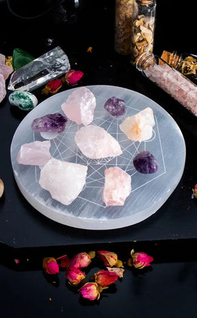 Selenite Charging Plate | Moon Phases-Crystals-Tragic Beautiful