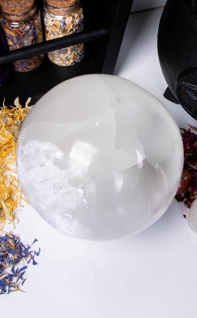 Selenite Sphere | 12cm-Crystals-Tragic Beautiful