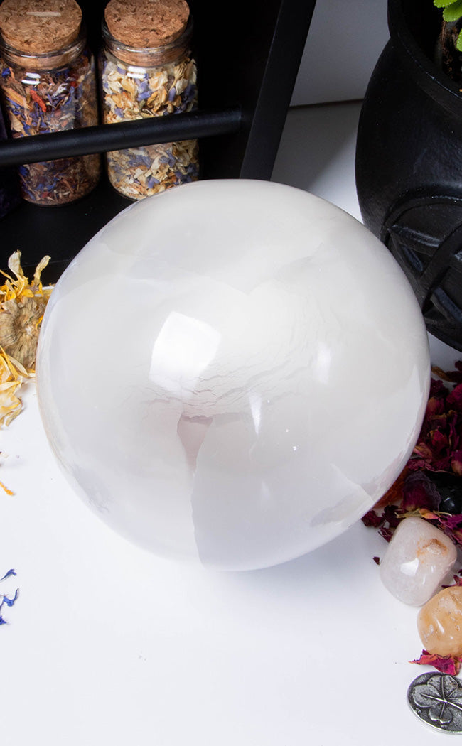 Selenite Sphere | 12cm-Crystals-Tragic Beautiful