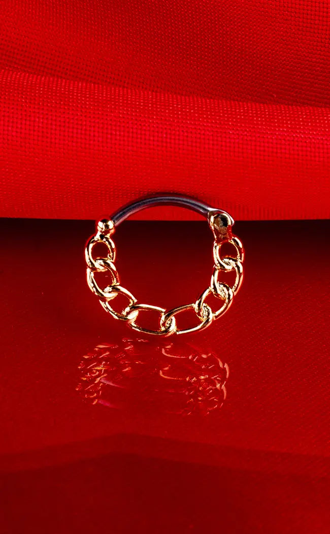 Gold Manacle Chain Septum Ring for Body Piercing Jewellery