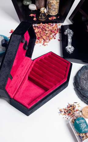 Sepulchre Black Velvet Coffin Jewellery Box-The Haunted Mansion-Tragic Beautiful