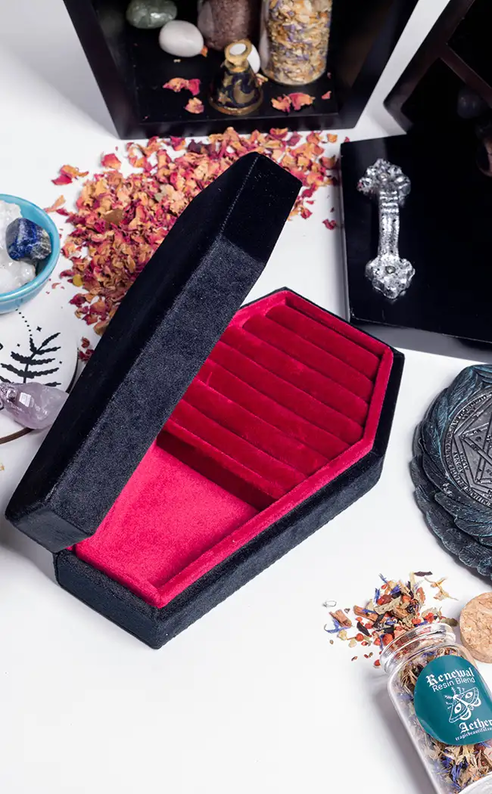 Sepulchre Black Velvet Coffin Jewellery Box-The Haunted Mansion-Tragic Beautiful