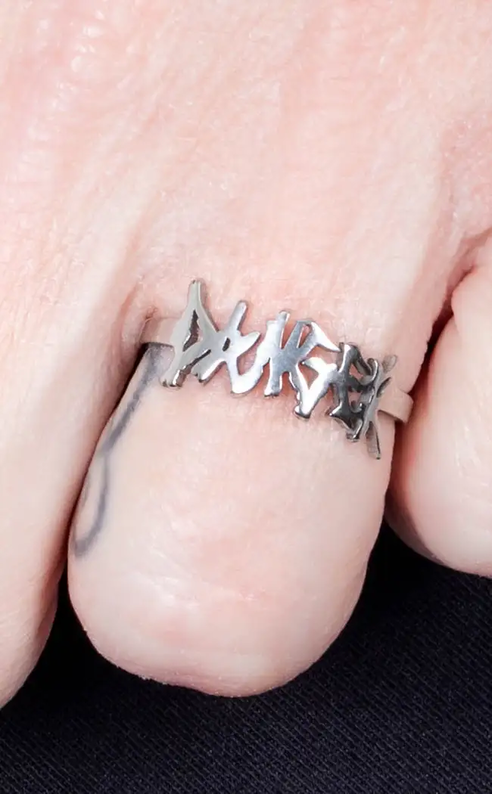 Silver Danger Ring-Gothic Jewellery-Tragic Beautiful